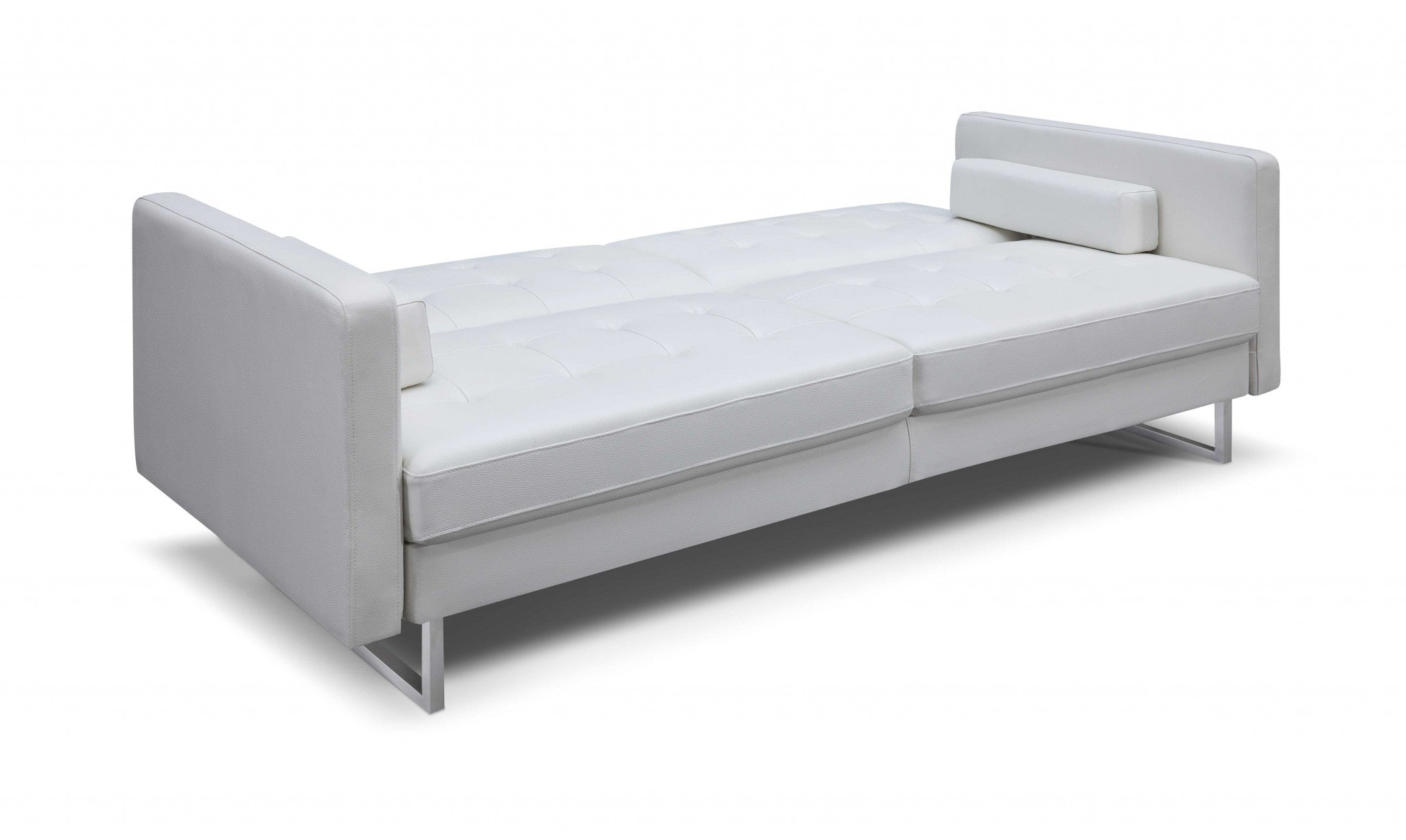 80" White Faux leather and Silver Sofa