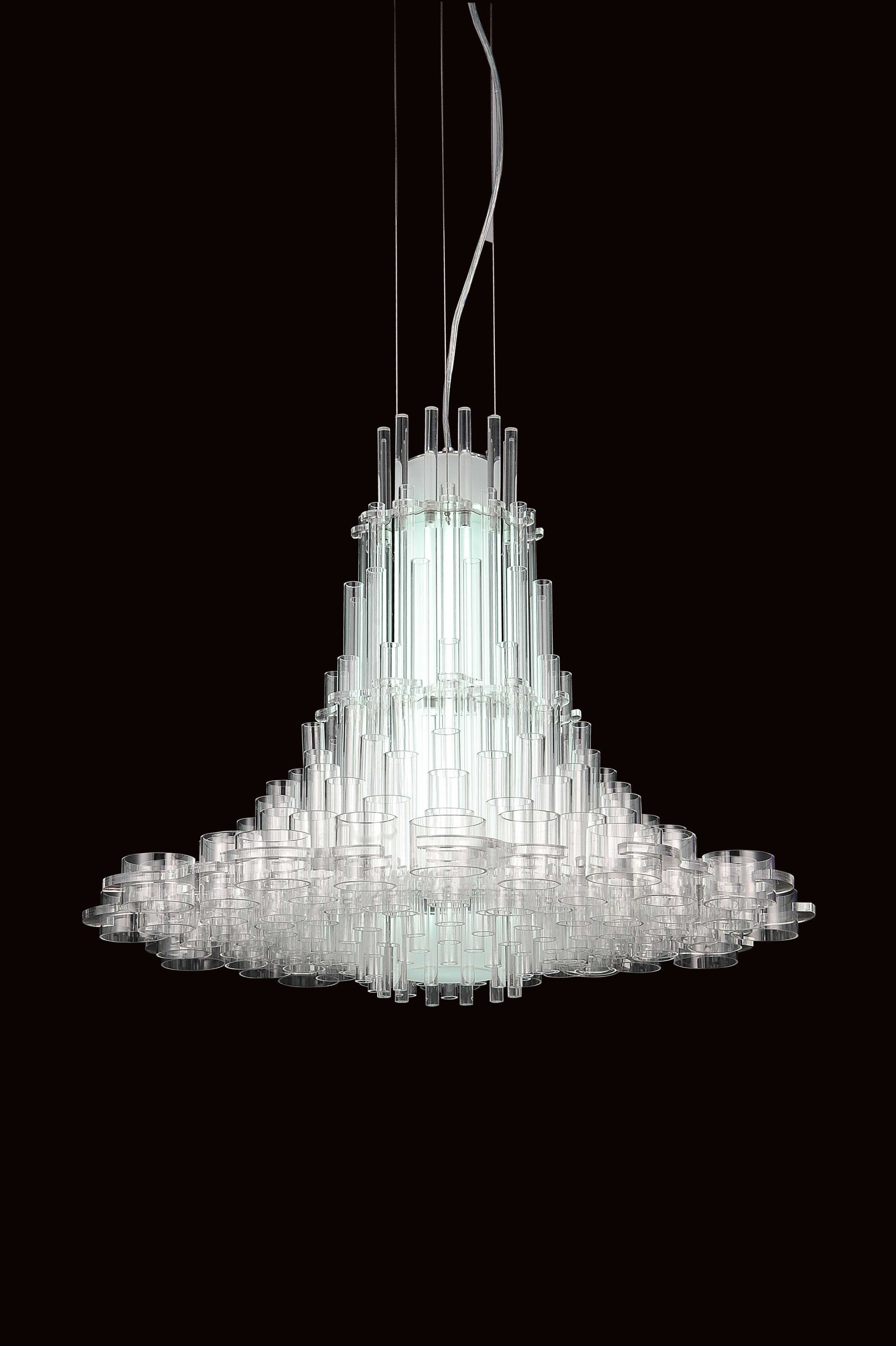 39 X 39 X 70 White Acrylic Pendant Lamp