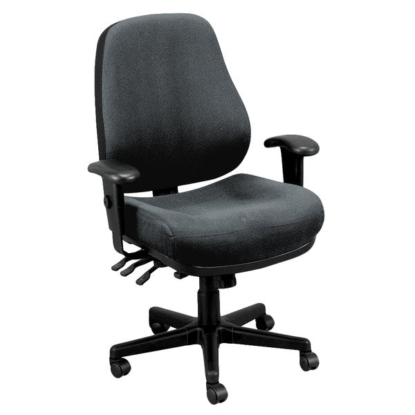 Charcoal And Black Adjustable Swivel Fabric Rolling Task Chair