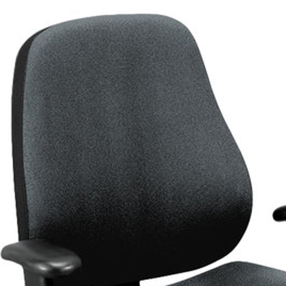 Charcoal And Black Adjustable Swivel Fabric Rolling Task Chair