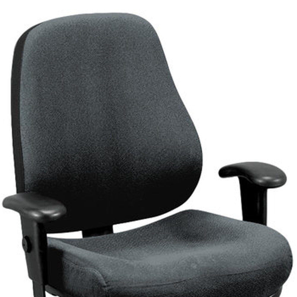 Charcoal And Black Adjustable Swivel Fabric Rolling Task Chair