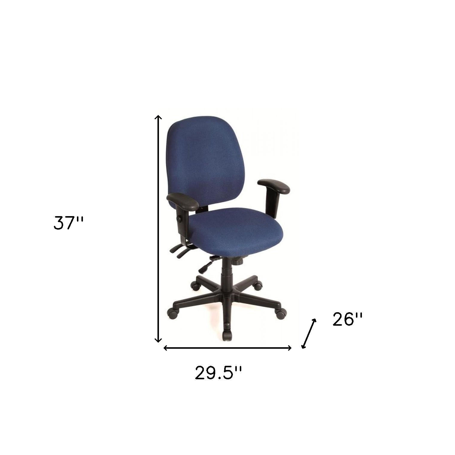 Navy Blue Fabric Seat Swivel Adjustable Task Chair Fabric Back Plastic Frame