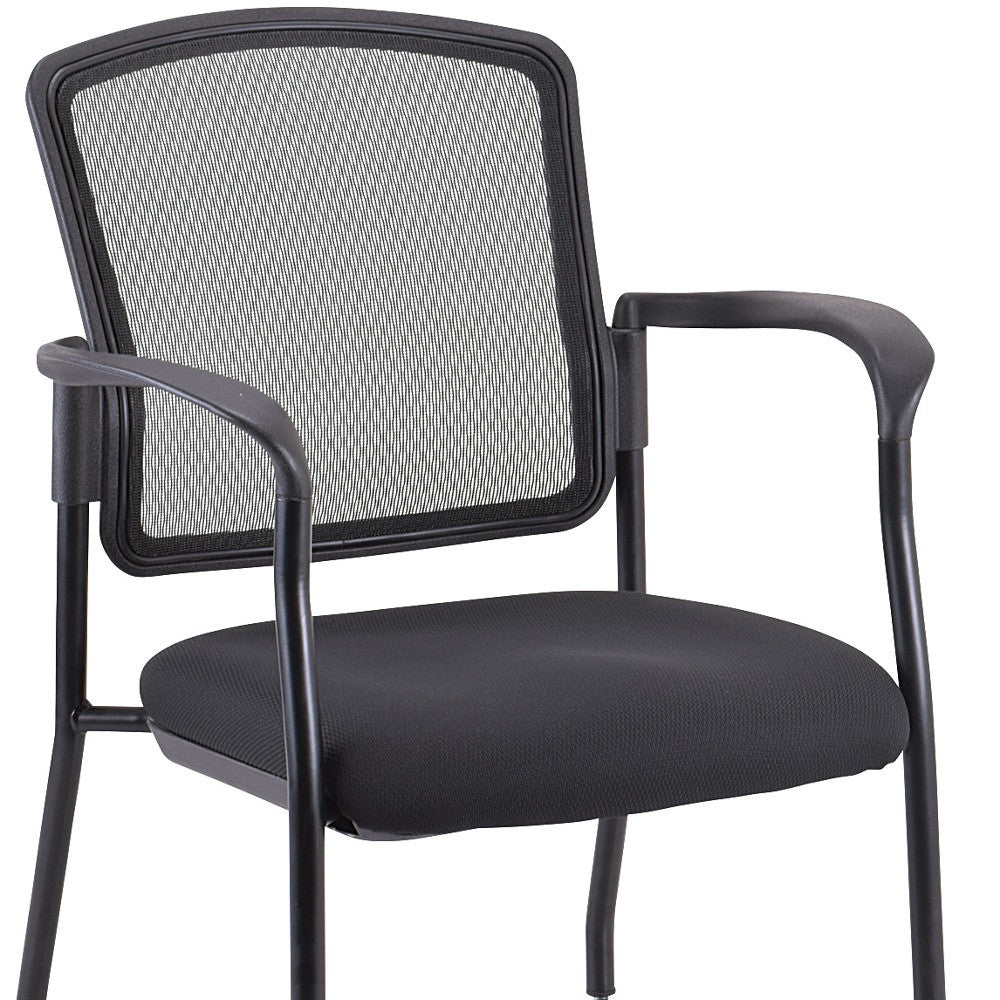 Black Fabric Seat Swivel Adjustable Task Chair Mesh Back Plastic Frame