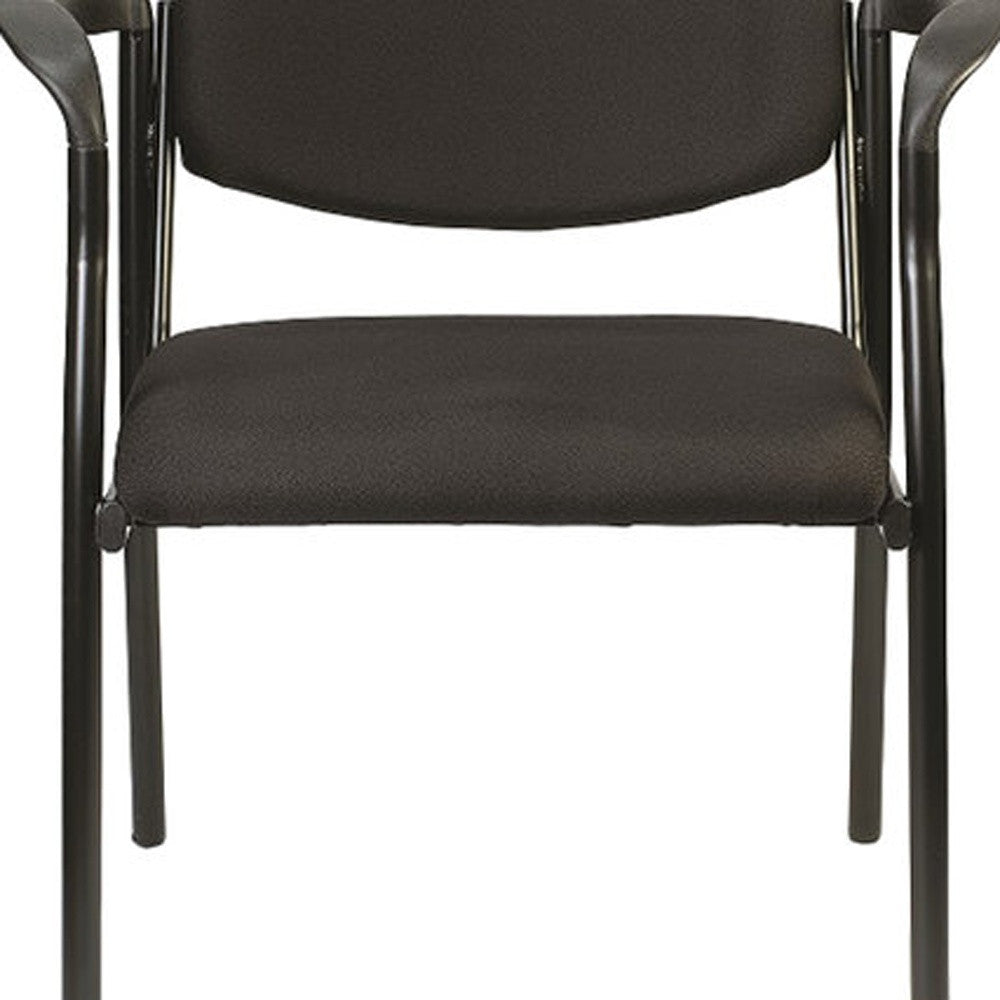 Set Of Two Black Fabric Seat Swivel Adjustable Task Chair Fabric Back Steel Frame