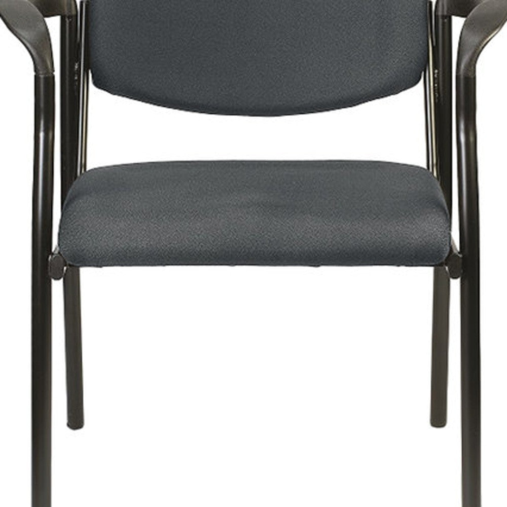 Set Of Two Black Fabric Seat Swivel Adjustable Task Chair Fabric Back Steel Frame