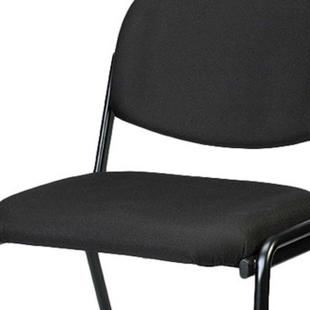 Set Of Two Black Fabric Seat Swivel Adjustable Task Chair Fabric Back Steel Frame