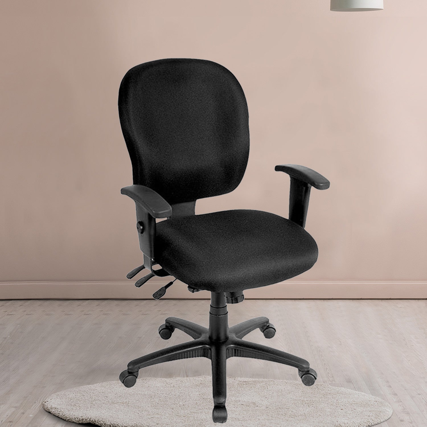 Charcoal Fabric Seat Swivel Adjustable Task Chair Fabric Back Plastic Frame