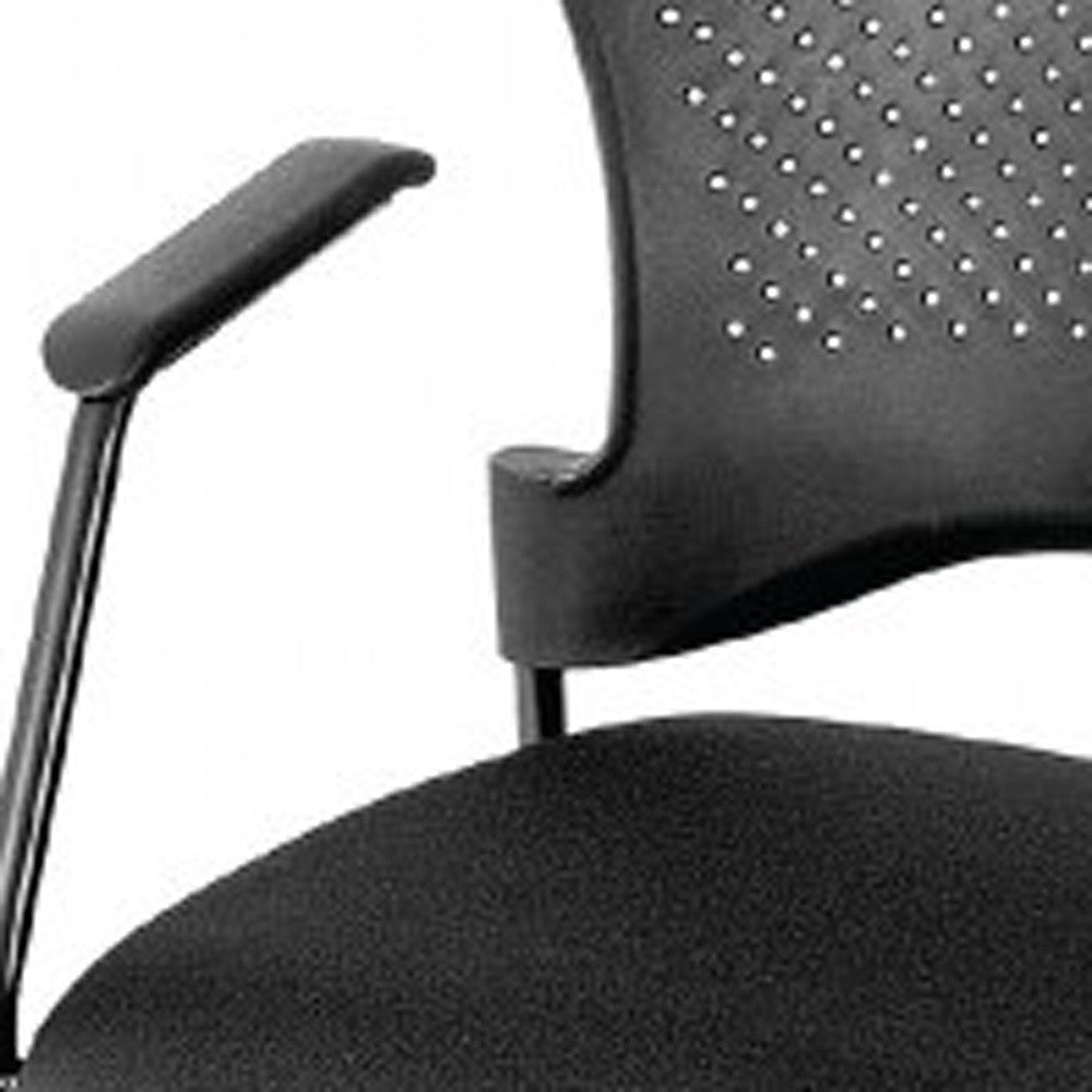 Black Fabric Seat Swivel Adjustable Task Chair Plastic Back Plastic Frame