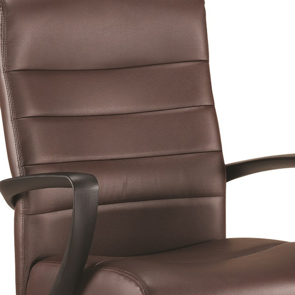 Brown Faux Leather Tufted Seat Swivel Adjustable Task Chair Leather Back Plastic Frame