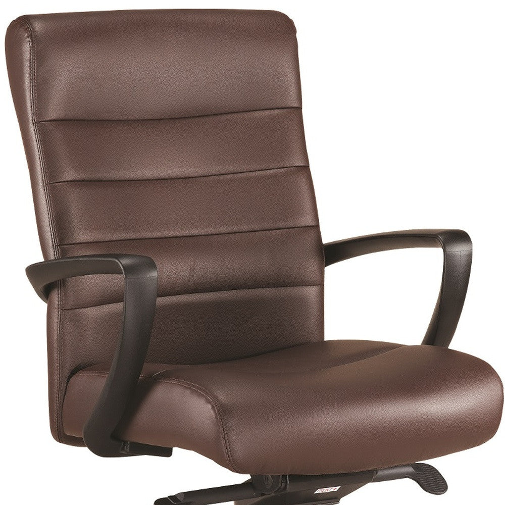 Brown Faux Leather Tufted Seat Swivel Adjustable Task Chair Leather Back Plastic Frame