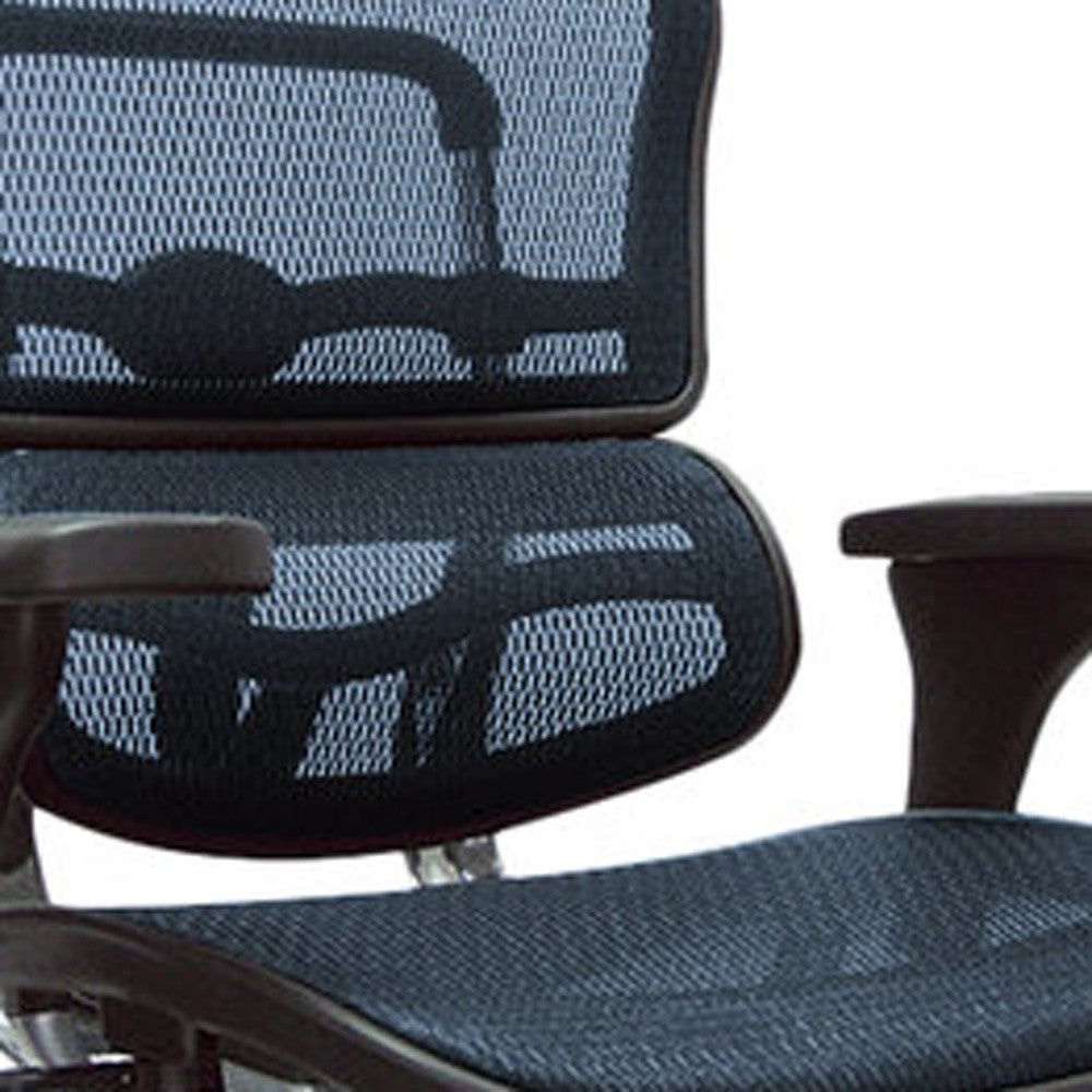 Blue Swivel Adjustable Task Chair Mesh Back Plastic Frame