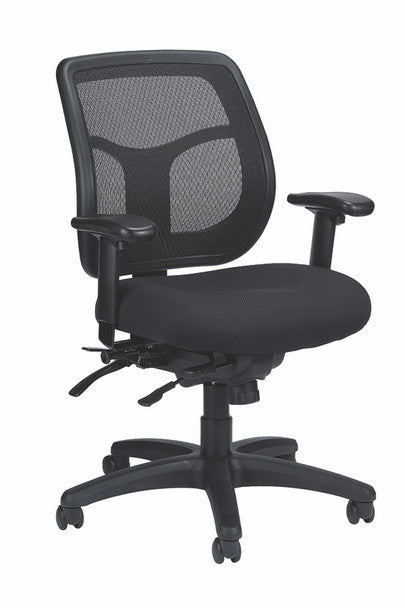 Green Fabric Seat Swivel Adjustable Task Chair Mesh Back Plastic Frame