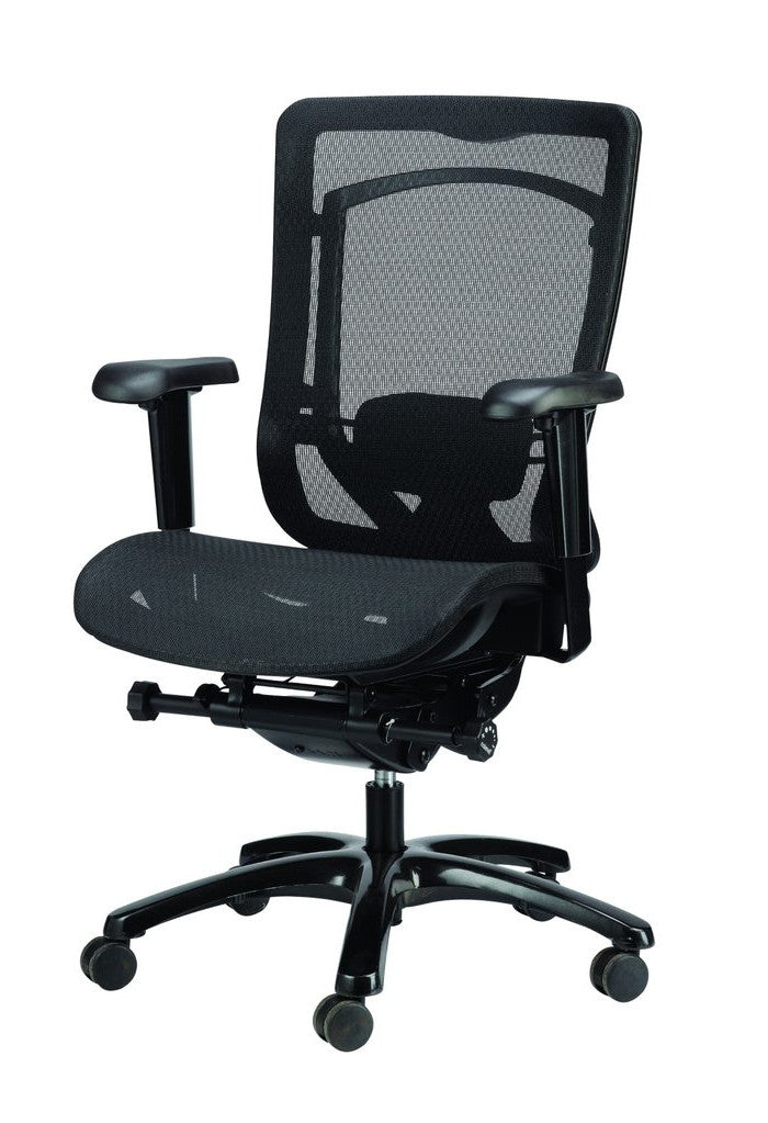 Black Swivel Adjustable Task Chair Mesh Back Plastic Frame