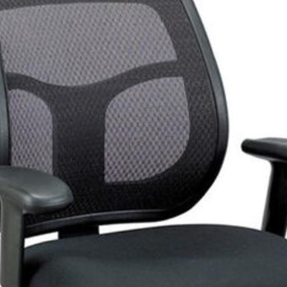 Black Fabric Seat Swivel Adjustable Task Chair Mesh Back Plastic Frame