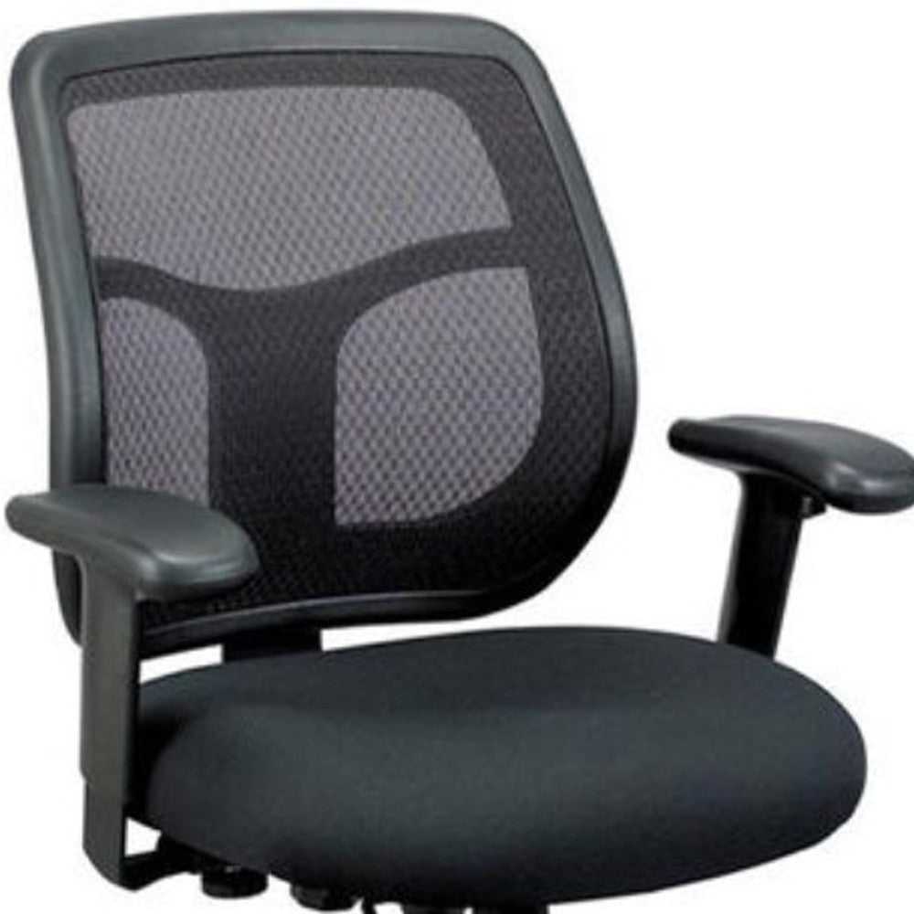 Black Fabric Seat Swivel Adjustable Task Chair Mesh Back Plastic Frame