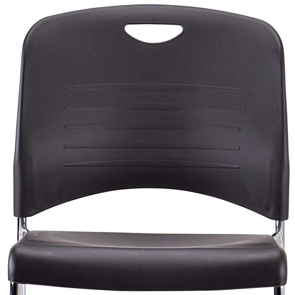 Set Of Four Black Swivel Adjustable Task Chair Plastic Back Plastic Frame