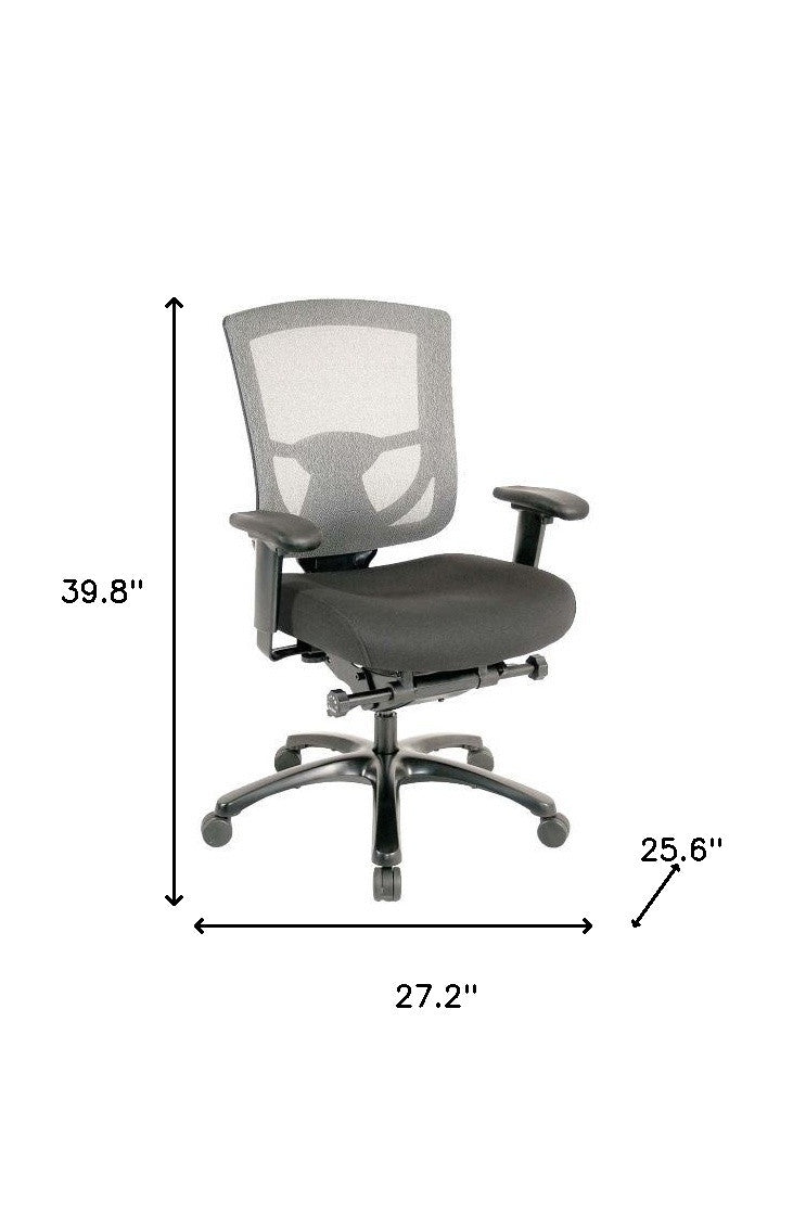 Slate Gray Fabric Seat Swivel Adjustable Task Chair Mesh Back Plastic Frame