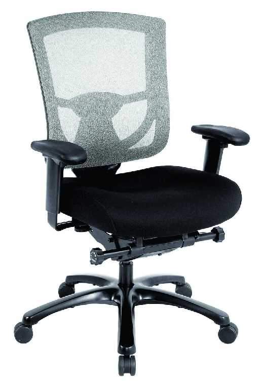 Black Fabric Seat Swivel Adjustable Task Chair Mesh Back Plastic Frame