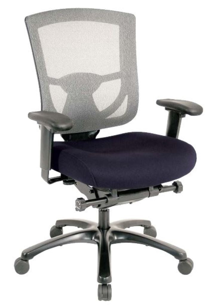 Denim Blue Fabric Seat Swivel Adjustable Task Chair Mesh Back Plastic Frame