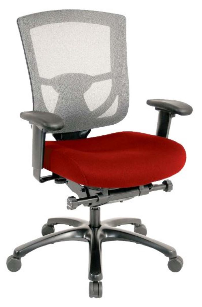 Red Fabric Seat Swivel Adjustable Task Chair Mesh Back Plastic Frame