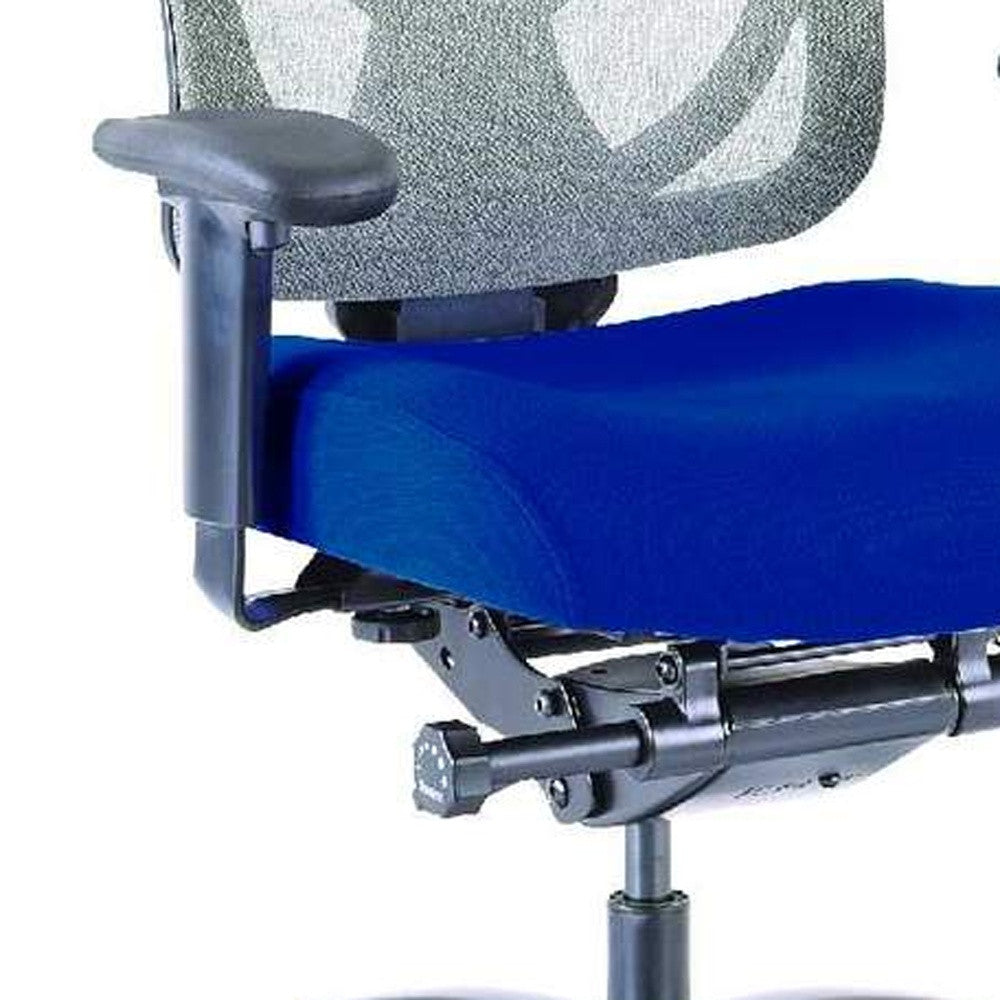 Blue Fabric Seat Swivel Adjustable Task Chair Mesh Back Plastic Frame