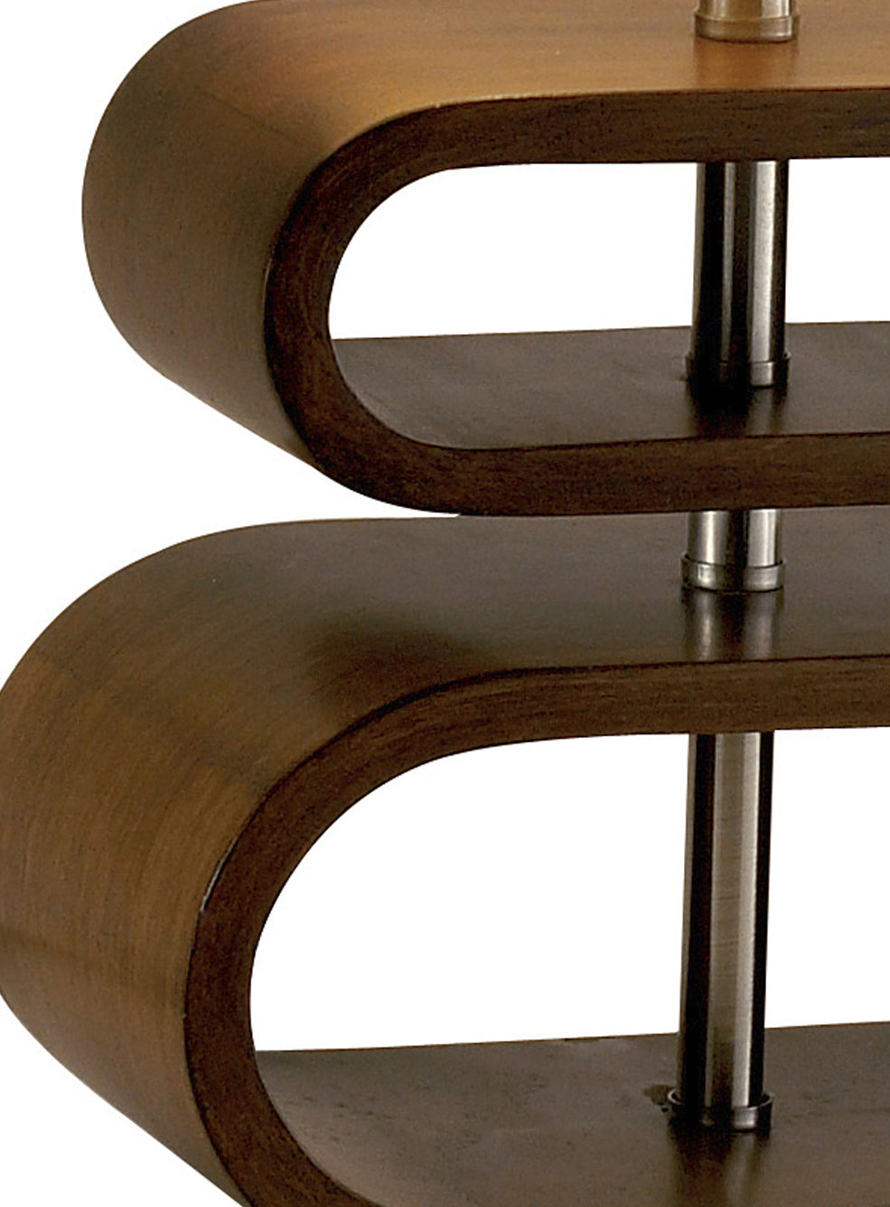 Walnut Wood Finish Stacked Bentwood Ovals With Natural Fabric Oval Shade Table Lamp