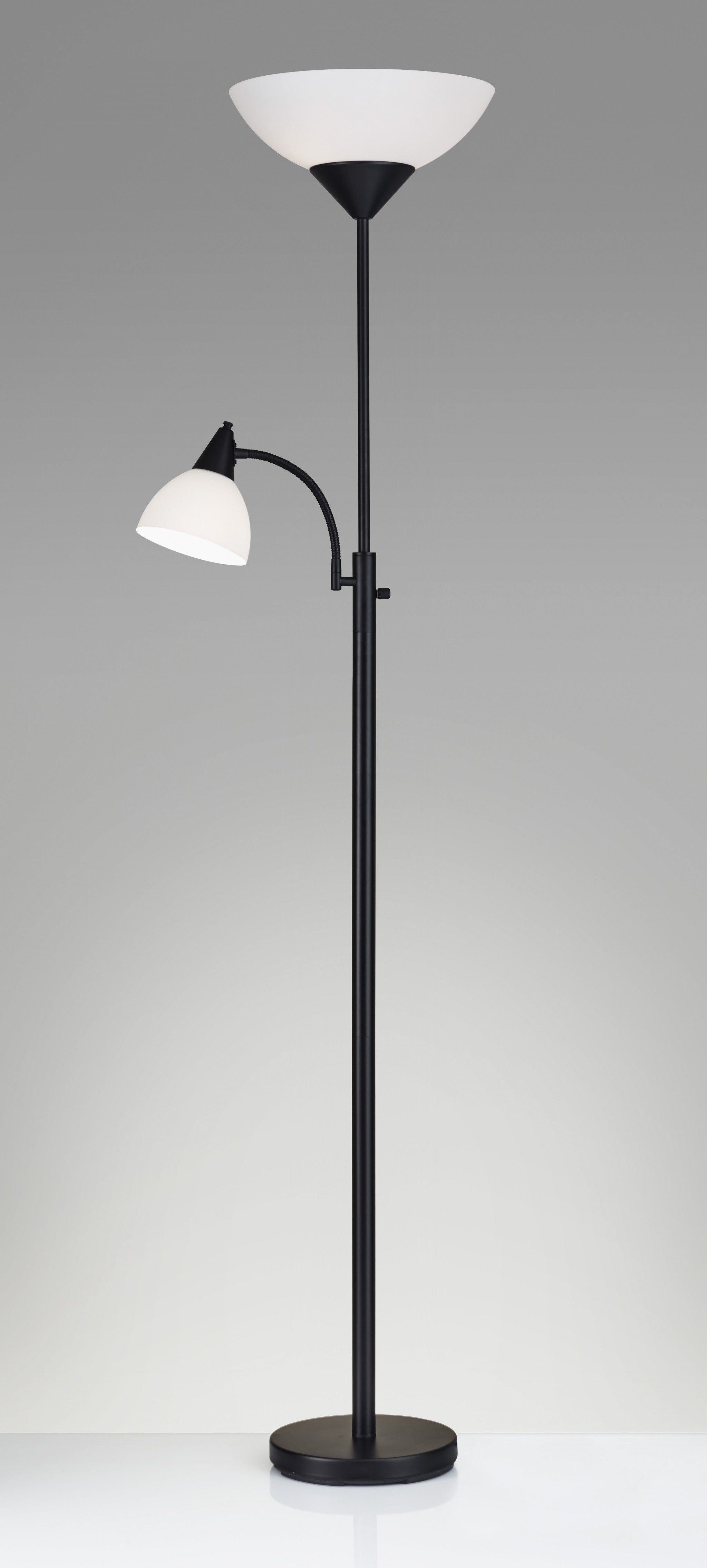 Torchiere Plus Chairside Floor Lamp In Black Metal