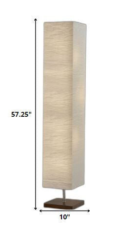 57" Two Light Column Floor Lamp With White Rectangular Shade