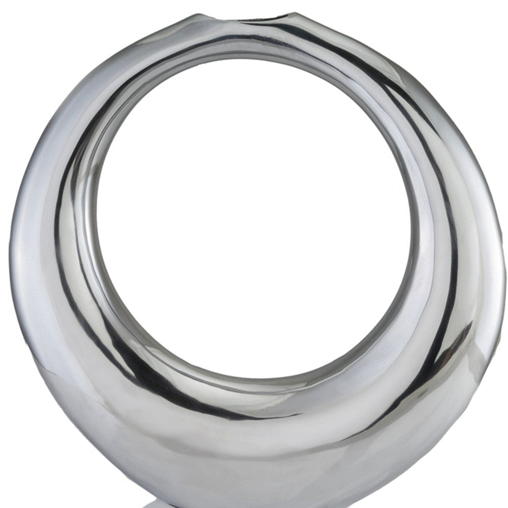 3" X 16" X 17" Silver Aluminum Ring Small Hoop Vase