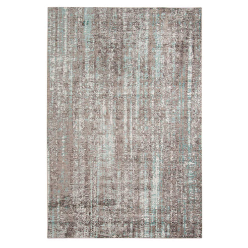 4' x 6' Gray and Aqua Abstract Stripes Power Loom Area Rug