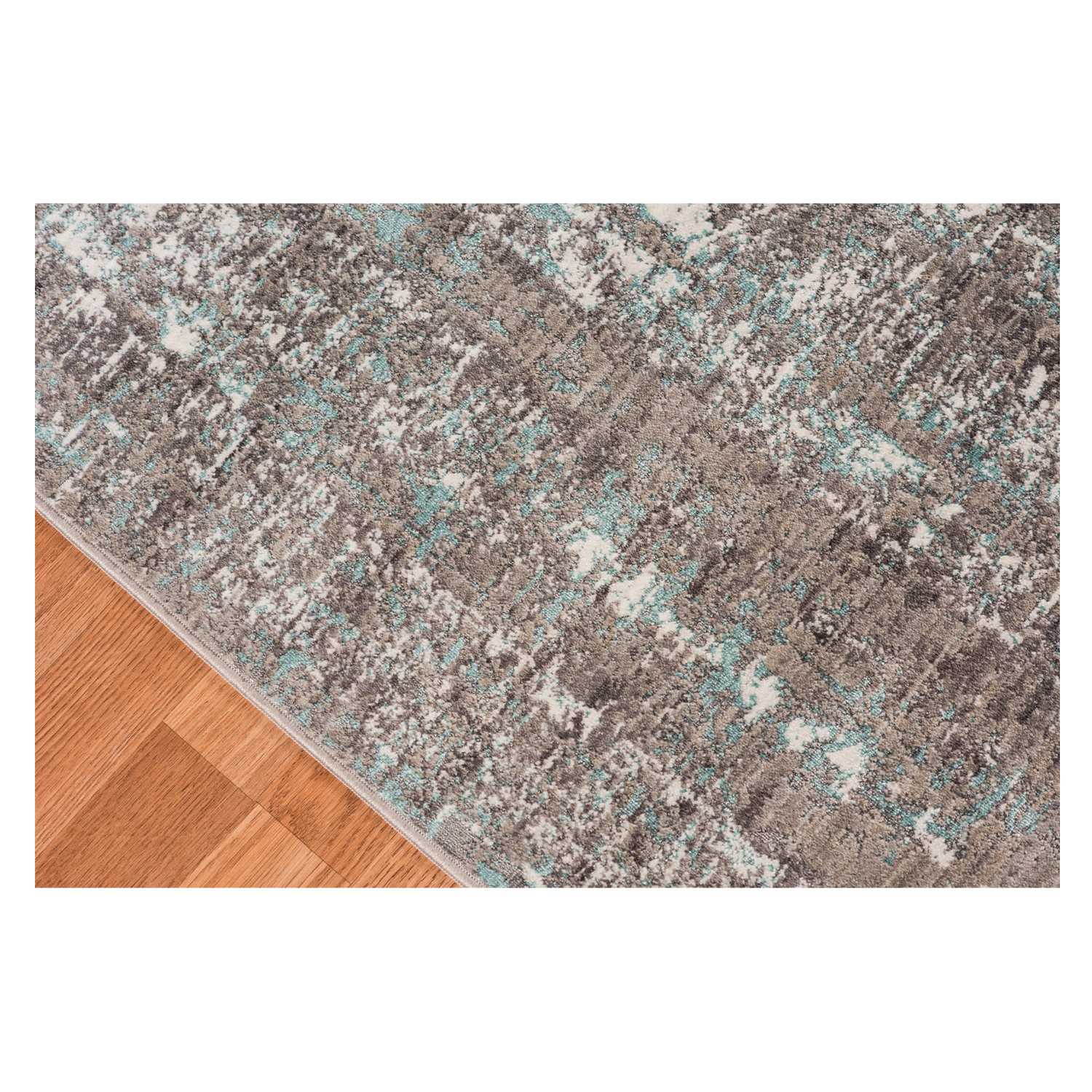 4' x 6' Gray and Aqua Abstract Stripes Power Loom Area Rug