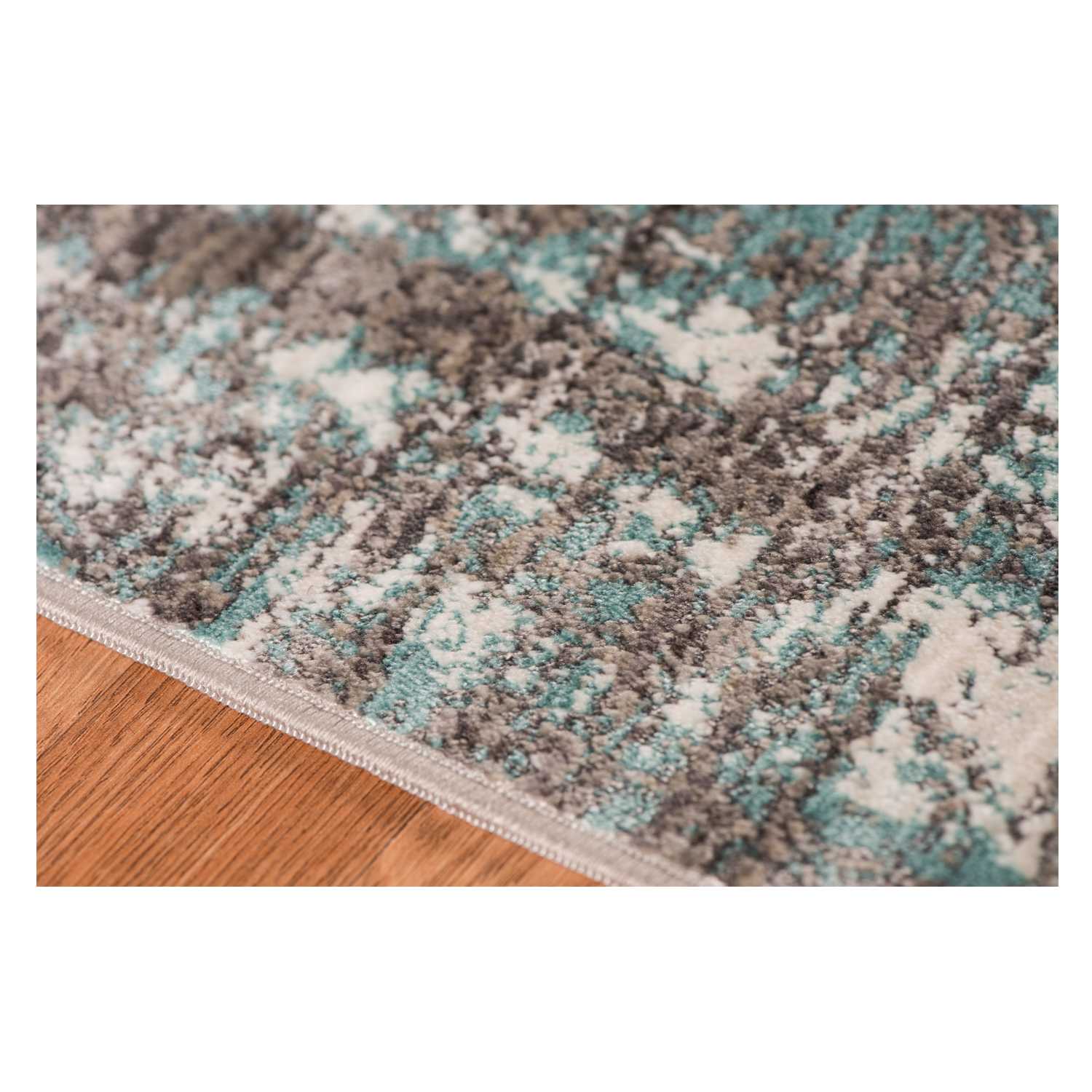 4' x 6' Gray and Aqua Abstract Stripes Power Loom Area Rug