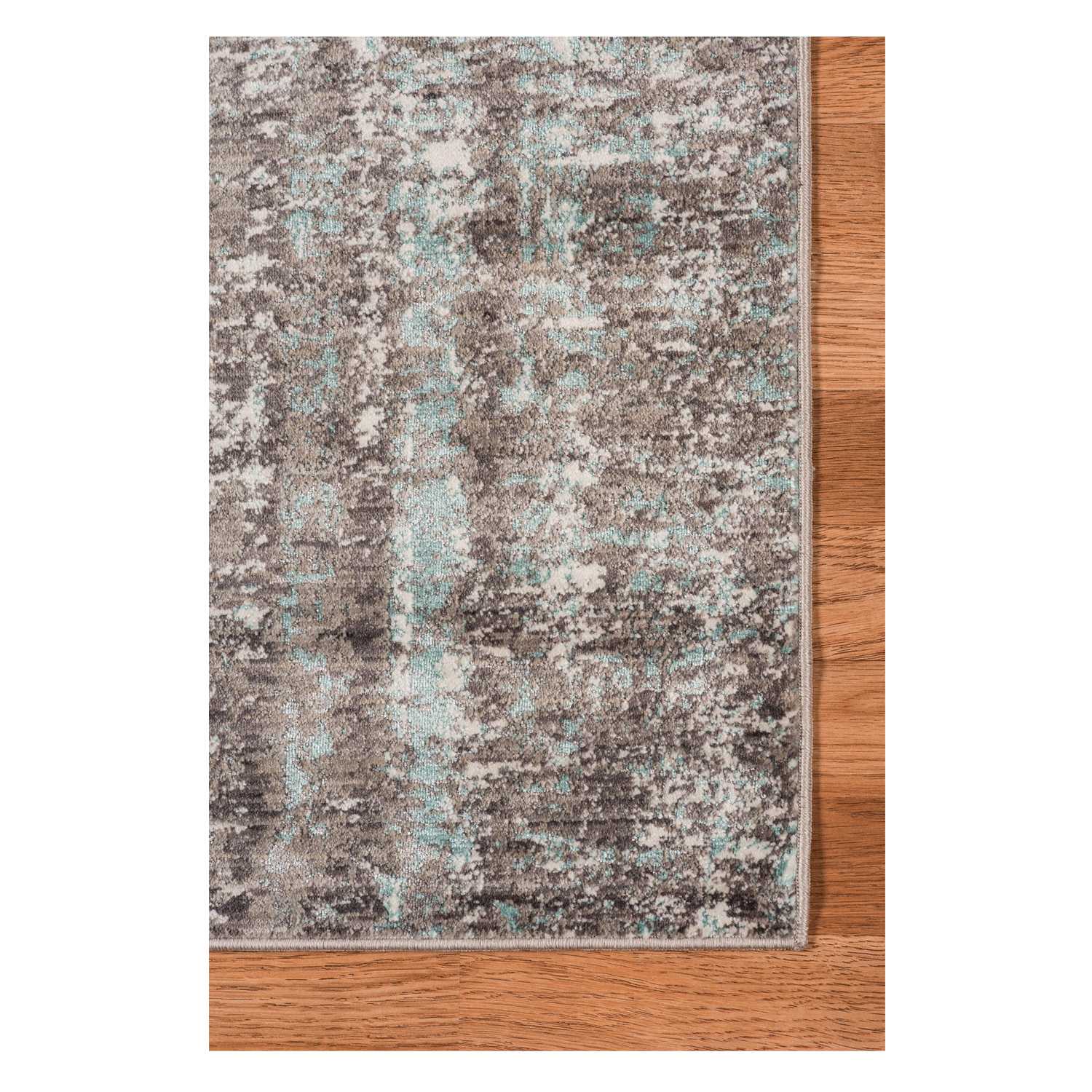 4' x 6' Gray and Aqua Abstract Stripes Power Loom Area Rug