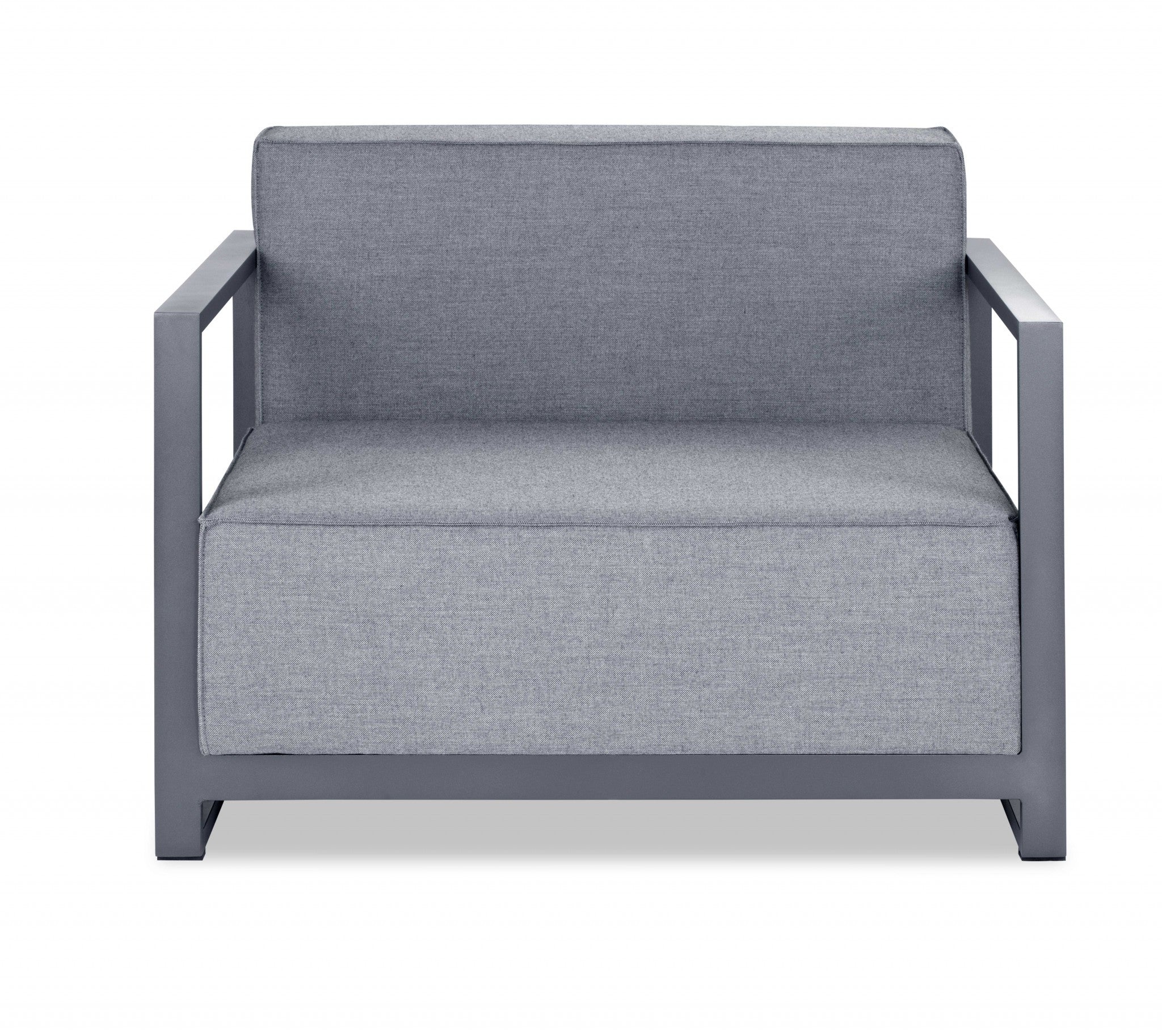 Gray Metal Arm Chair With Cushion