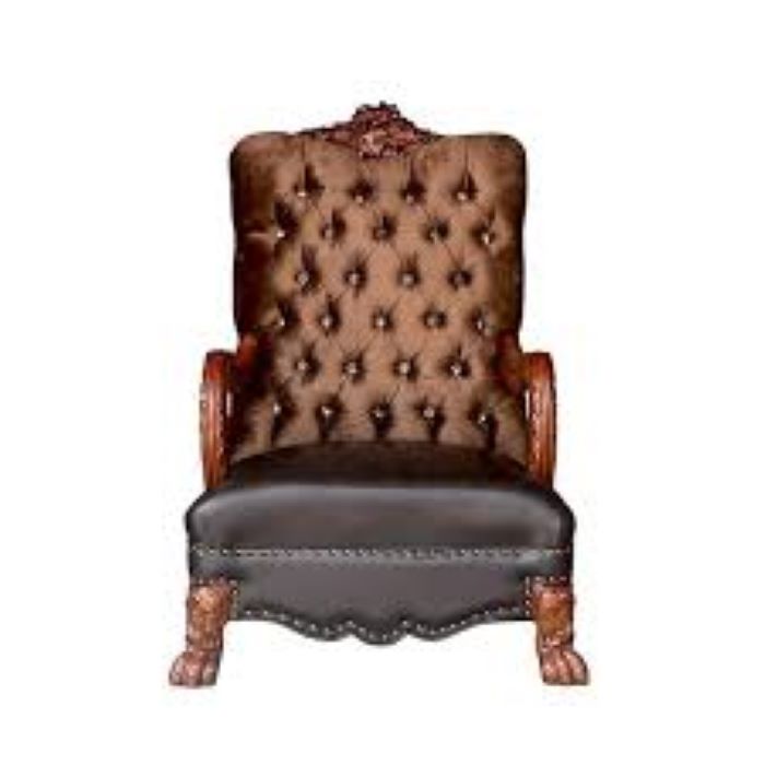 34" Golden Brown And Chocolate Velvet Tufted Chesterfield Chair