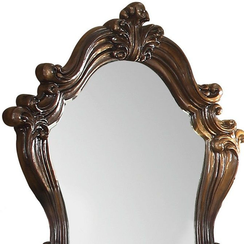 Brown Crowned top Dresser Solid Wood Mirror