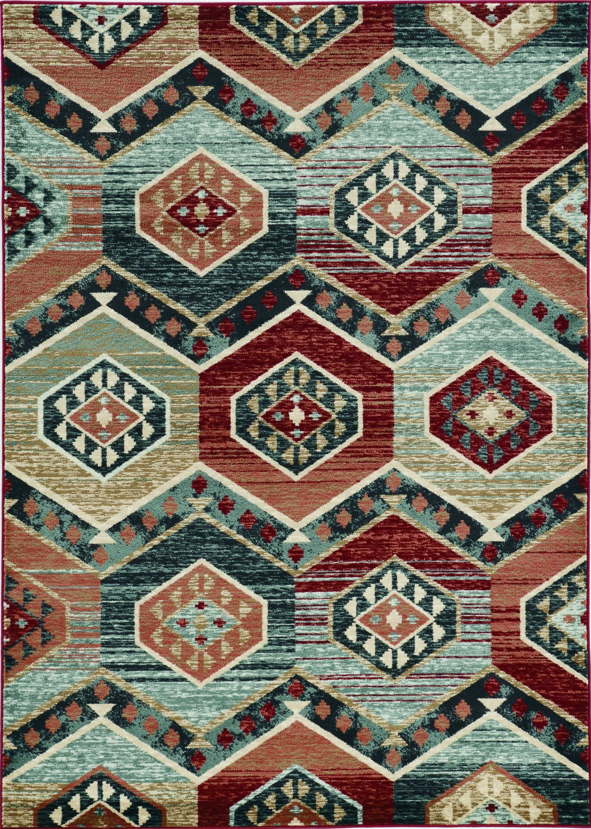 3'X5' Red Machine Woven Honeycomb Lodge Indoor Area Rug