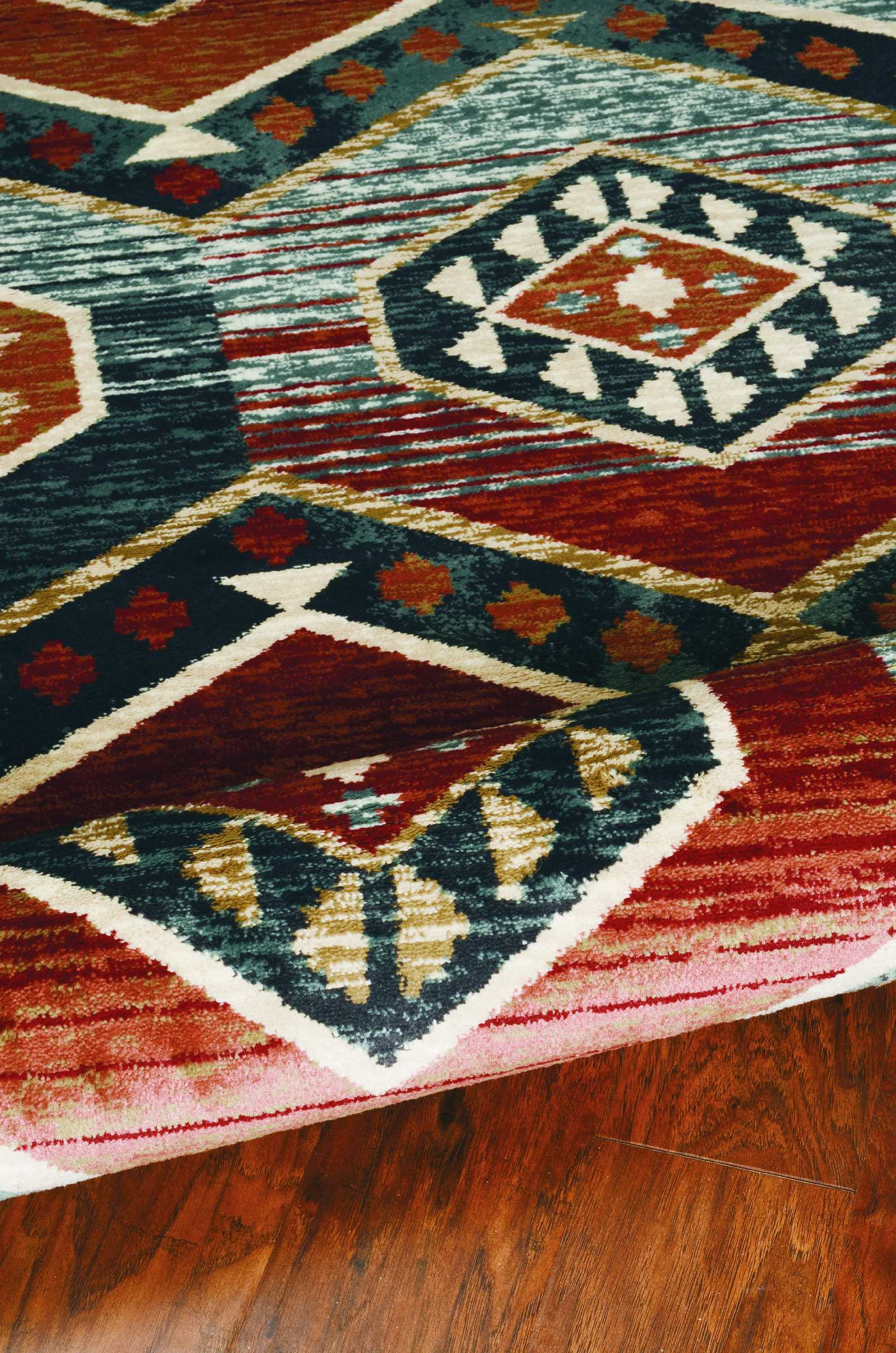 3'X5' Red Machine Woven Honeycomb Lodge Indoor Area Rug