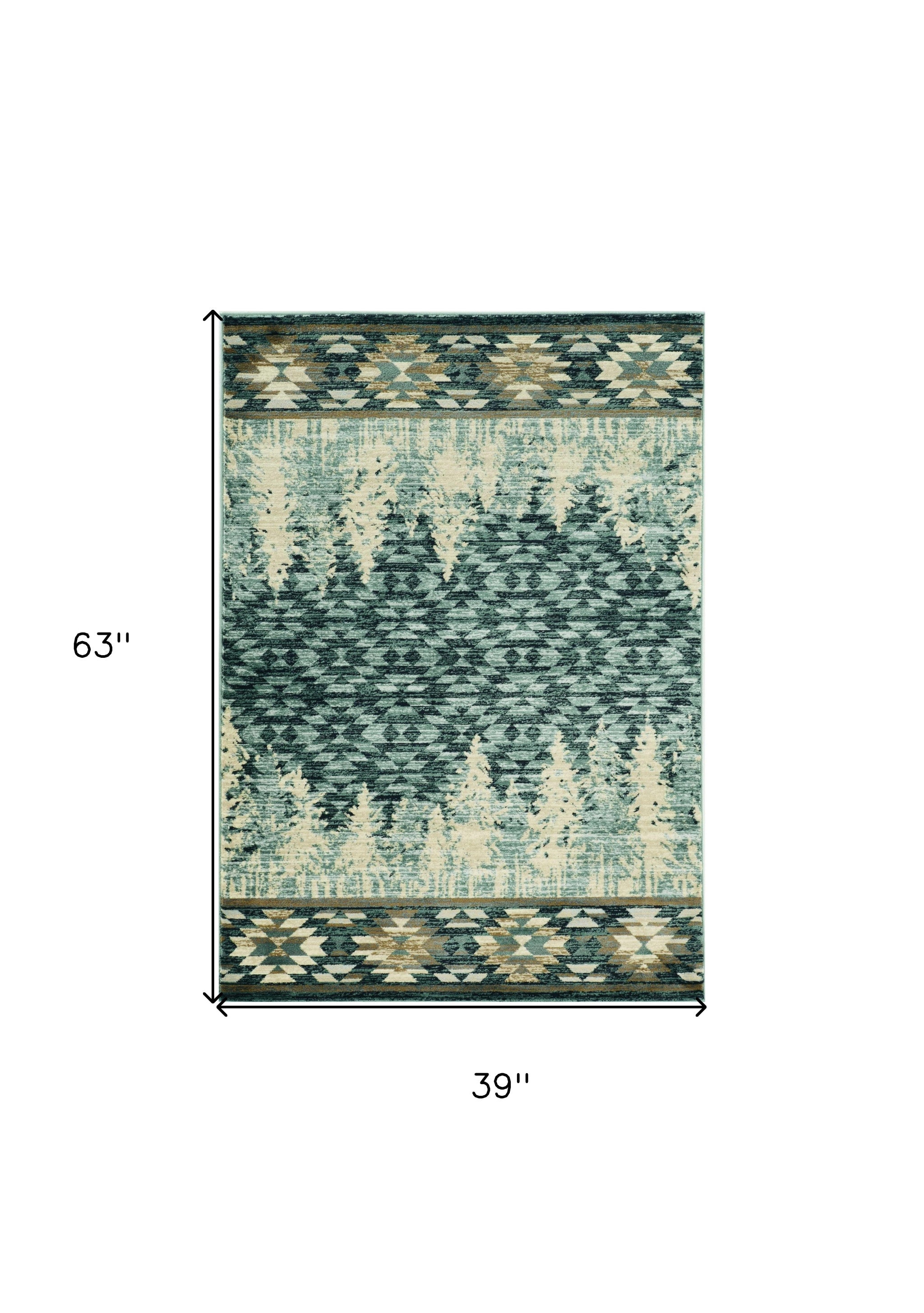 3'X5' Slate Blue Machine Woven Pinegrove Lodge Indoor Area Rug