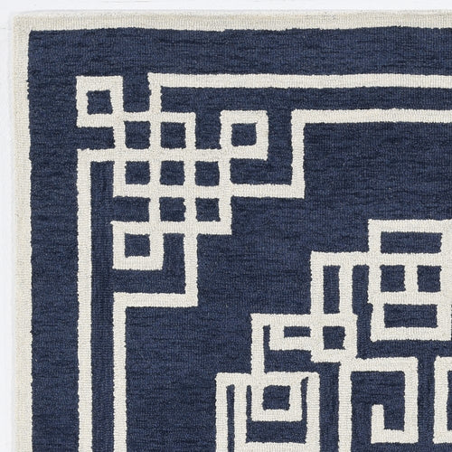 108 X 144 Navy Ivory  Wool Rug