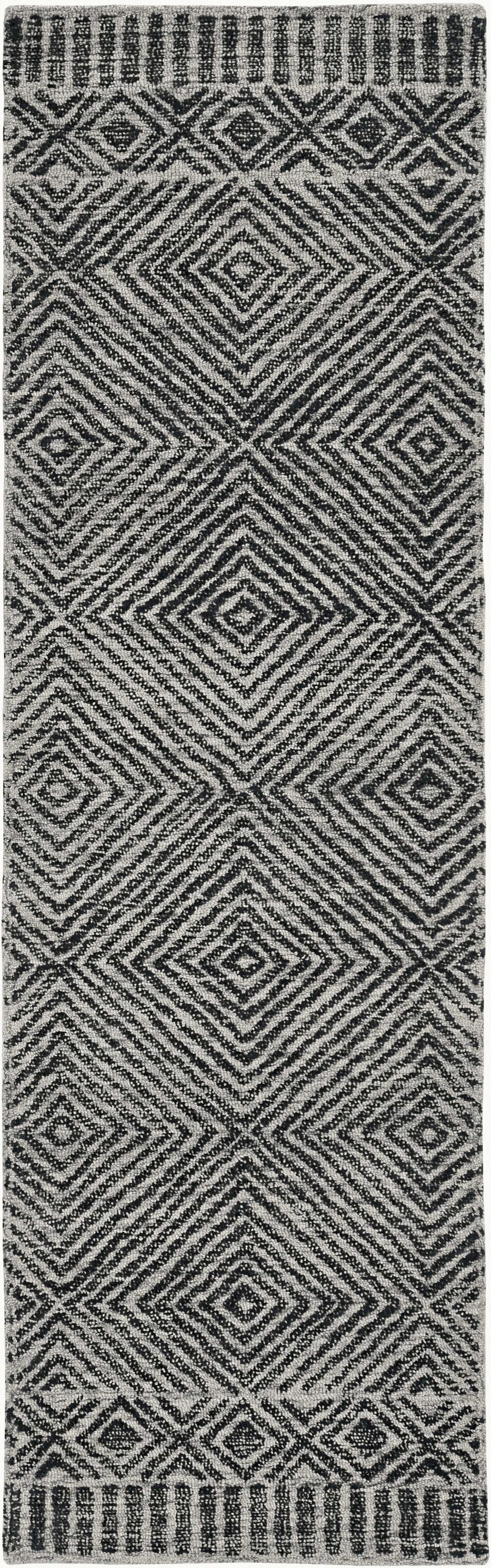 7'X10' Grey Black Hand Tufted Space Dyed Geometric Indoor Area Rug