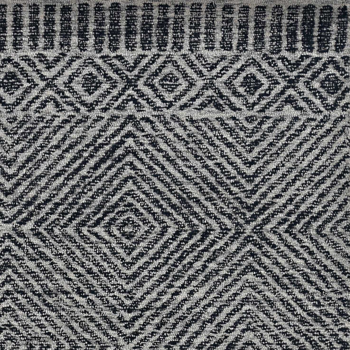 7'X10' Grey Black Hand Tufted Space Dyed Geometric Indoor Area Rug