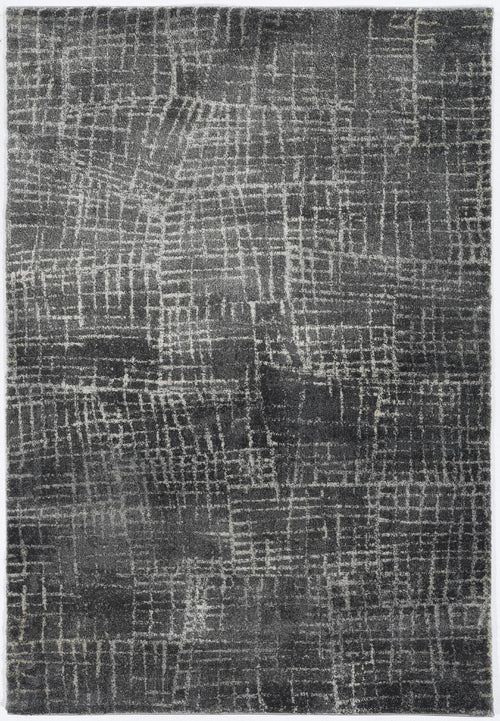 2' X 7' Grey Abstract Lines Runner Rug