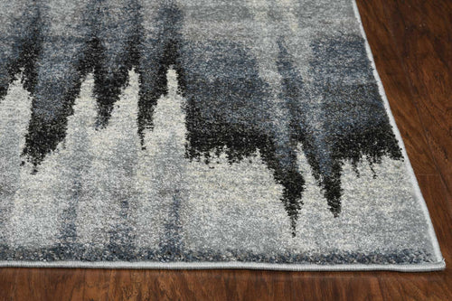 3'X5' Blue Ivory Machine Woven Abstract Pulse Area Rug