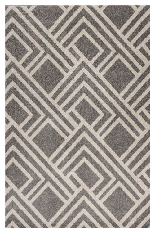 2'X4' Grey Machine Woven Uv Treated Geometric Indoor Outdoor Accent Rug