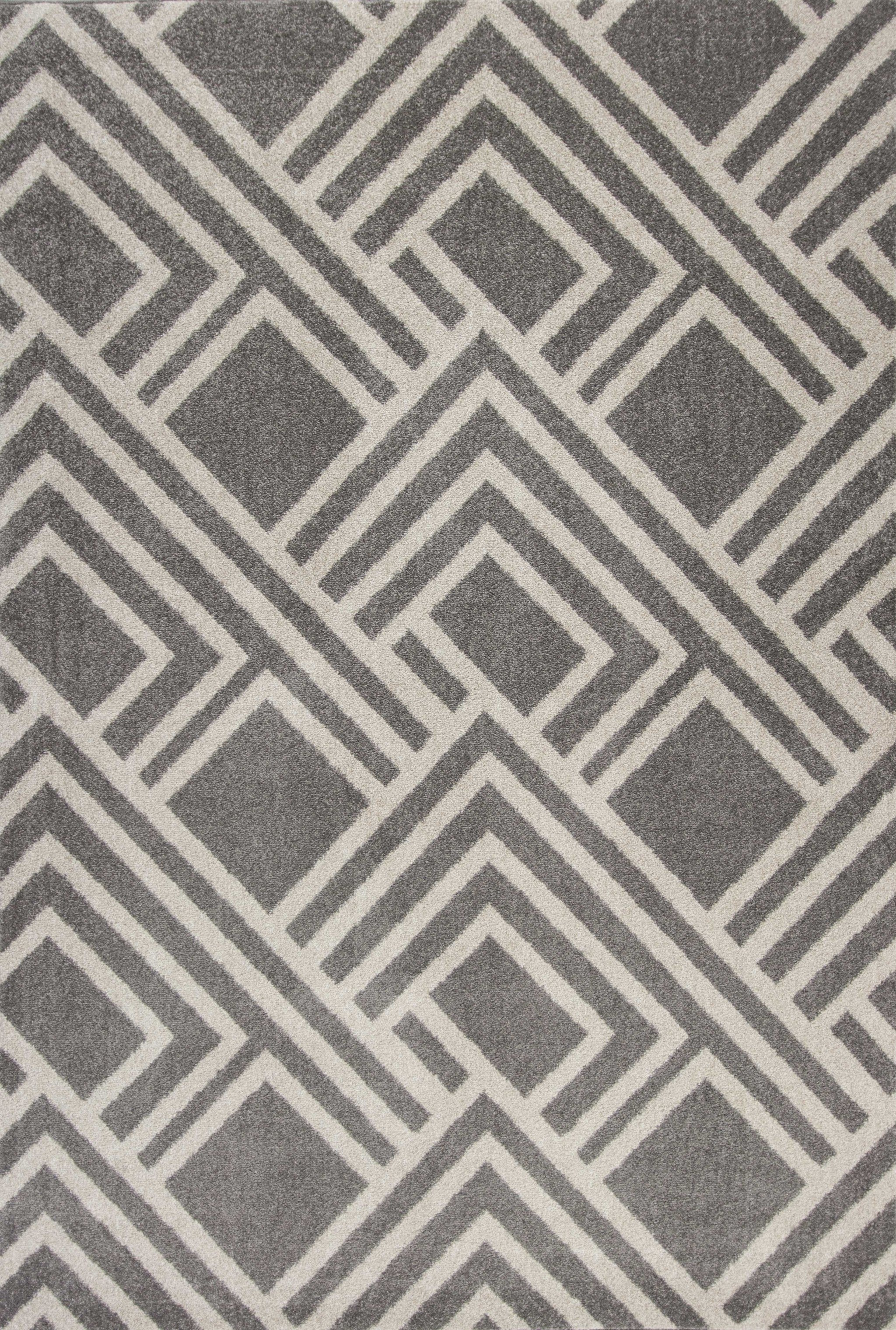 5'X8' Grey Machine Woven Uv Treated Geometric Indoor Outdoor Area Rug