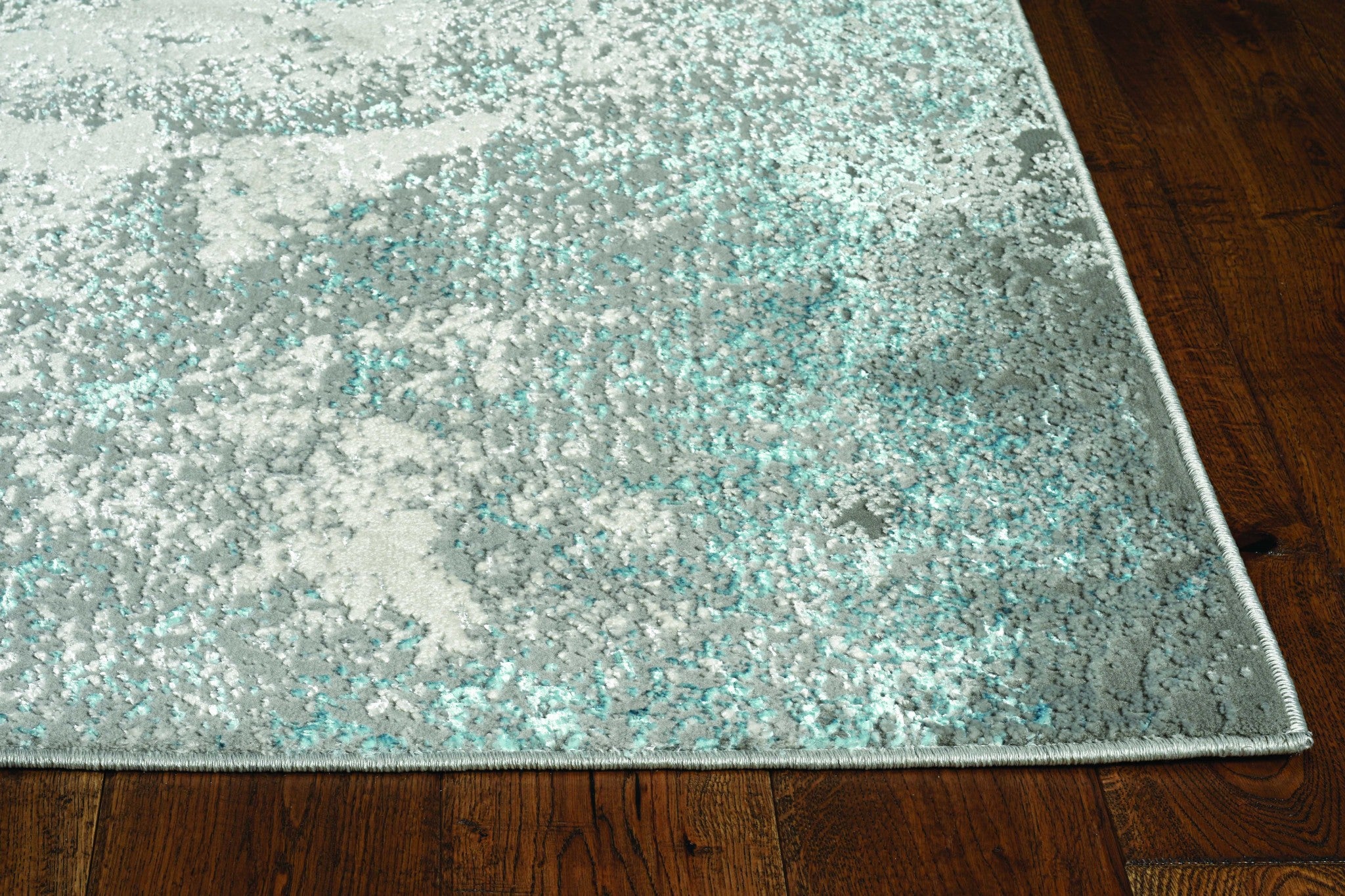 3'X5' Silver Blue Machine Woven Abstract Smudge Indoor Area Rug