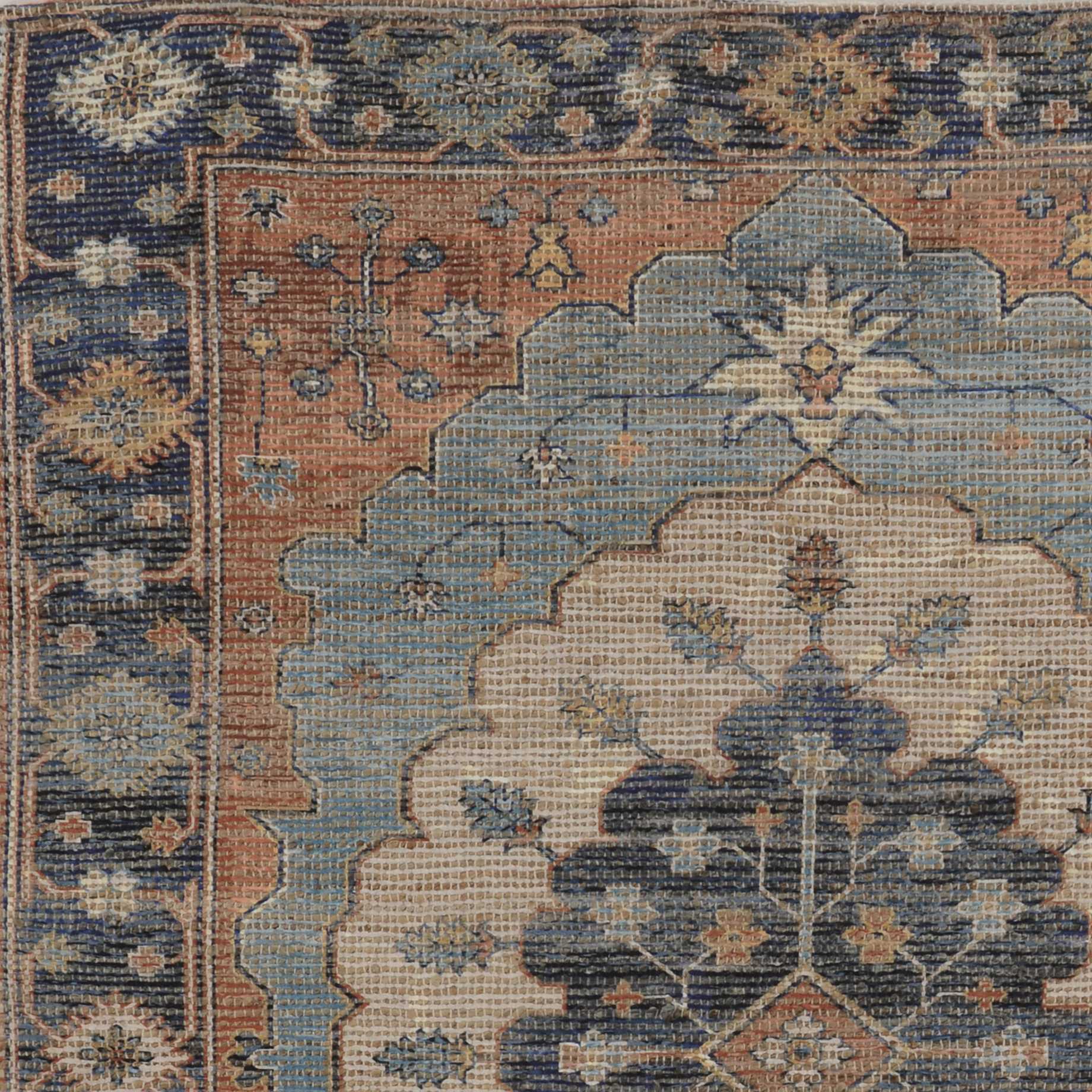 7'X12' Blue Hand Woven Traditional Medallion Indoor Area Rug