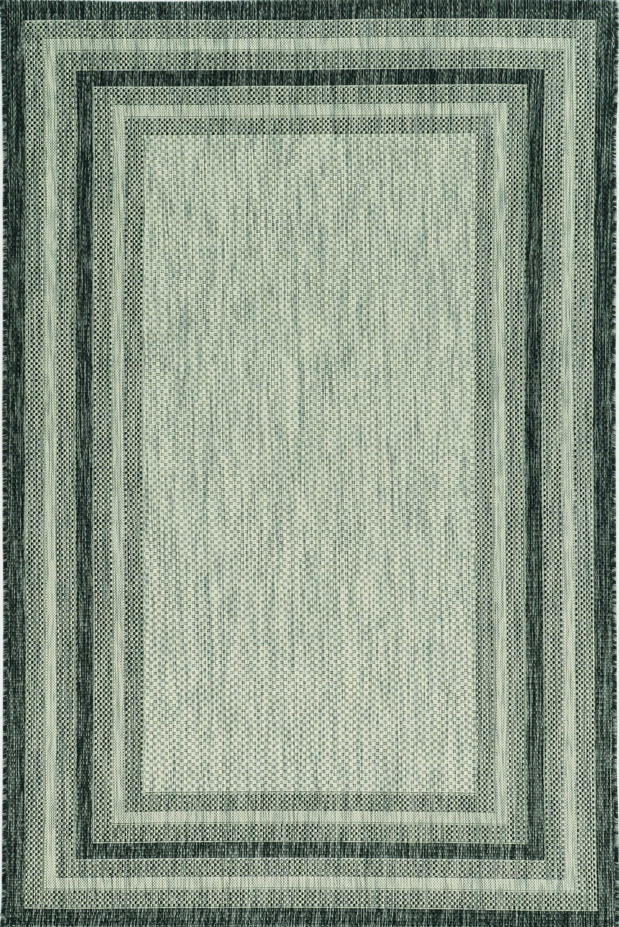 3'X4' Grey Machine Woven Uv Treated Bordered Indoor Outdoor Accent Rug