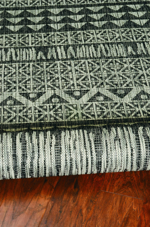 5' X 8' Charcoal Aztec Pattern Rug